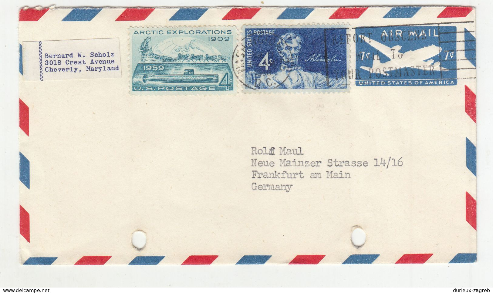 US Postal Stationery Air Mail Letter Cover Posted 1960? To Germany B230410 - 1941-60