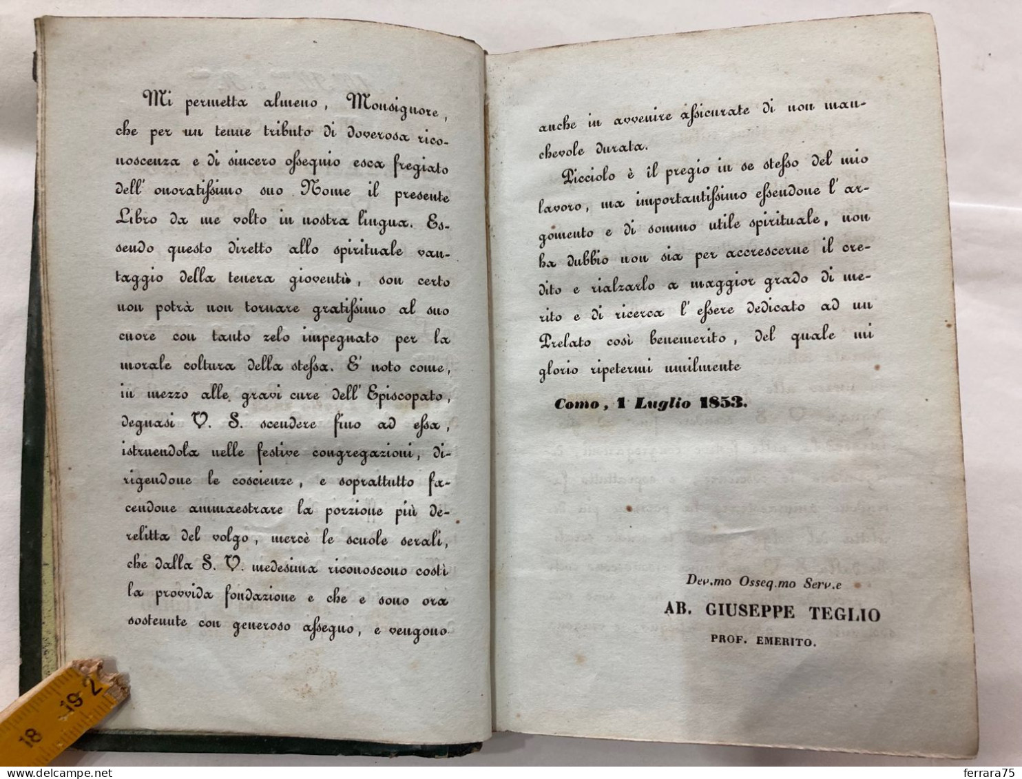 LA MADRE CRISTIANA-ABATE TEGLIO-LETTERA GAETANO BENAGLIO VESCOVO-COMO 1853. - Libri Antichi