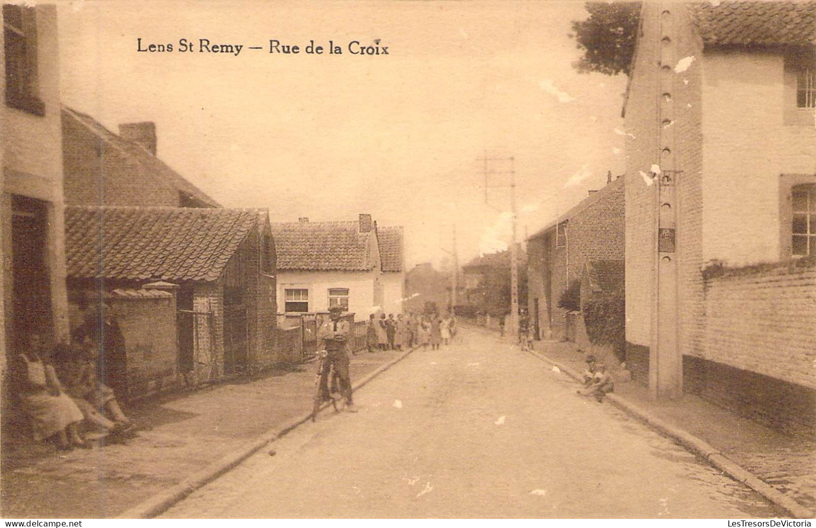 BELGIQUE - LENS ST REMY - Rue De La Croix - Edit Henri Kaquet - Carte Postale Ancienne - Otros & Sin Clasificación