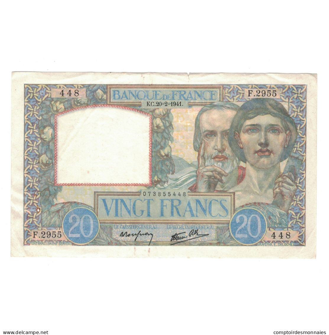 France, 20 Francs, Science Et Travail, 1941, F.2955, TTB, Fayette:12.12, KM:92b - 20 F 1939-1942 ''Science Et Travail''