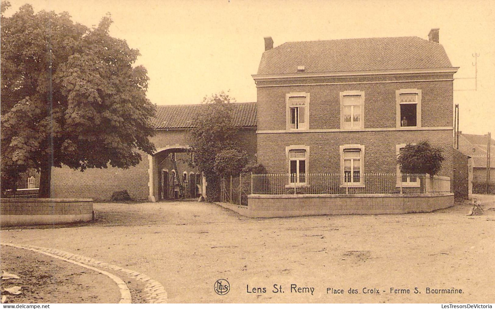 BELGIQUE - LENS ST REMY - Place Des Croix - Ferme S Bourmanne - Carte Postale Ancienne - Other & Unclassified