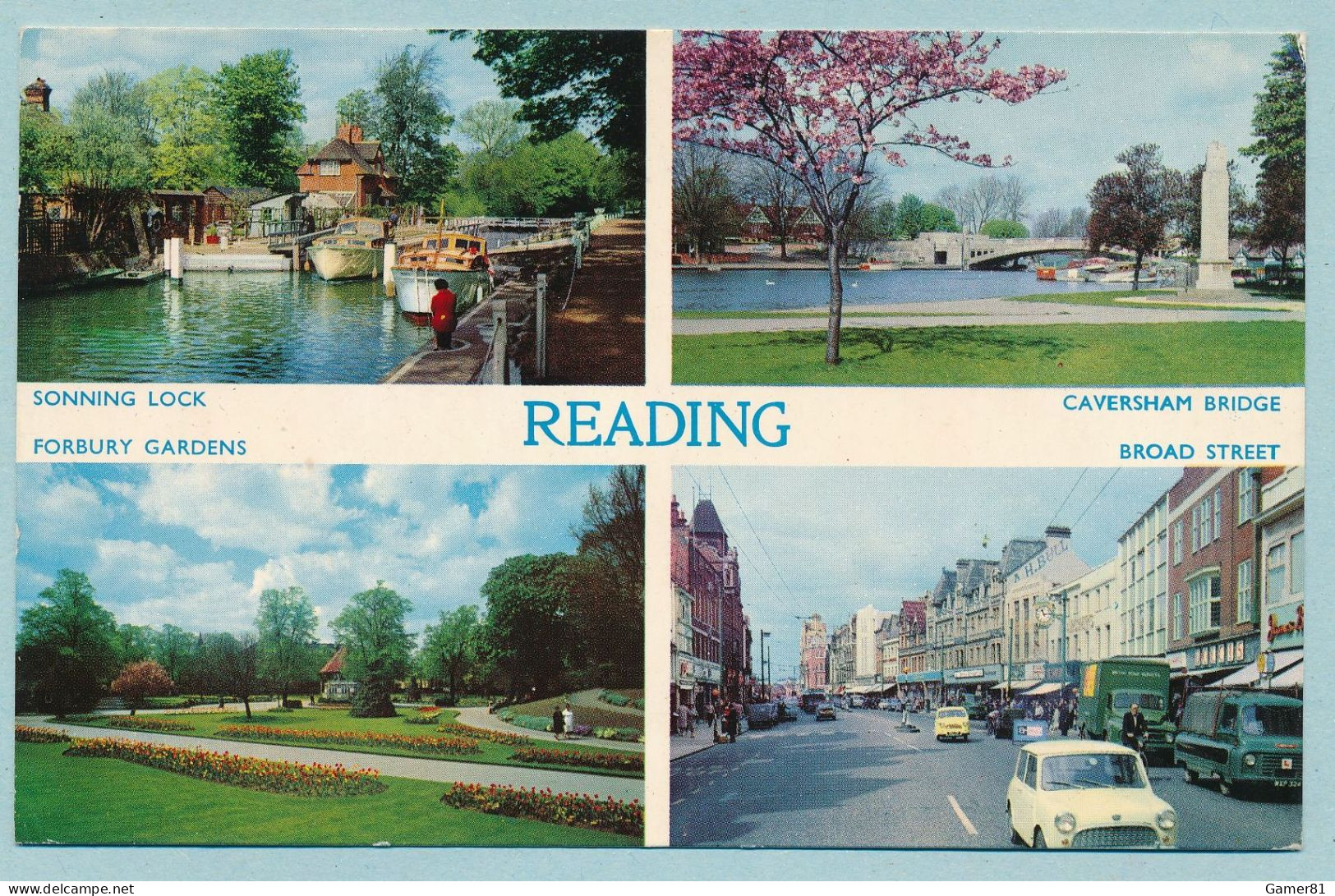 READING - Sonning Lock Caversham Bridge Forbury Gradens Broad Street Austin Mini Reliant Regal 3 Wheels Autos Cars - Reading