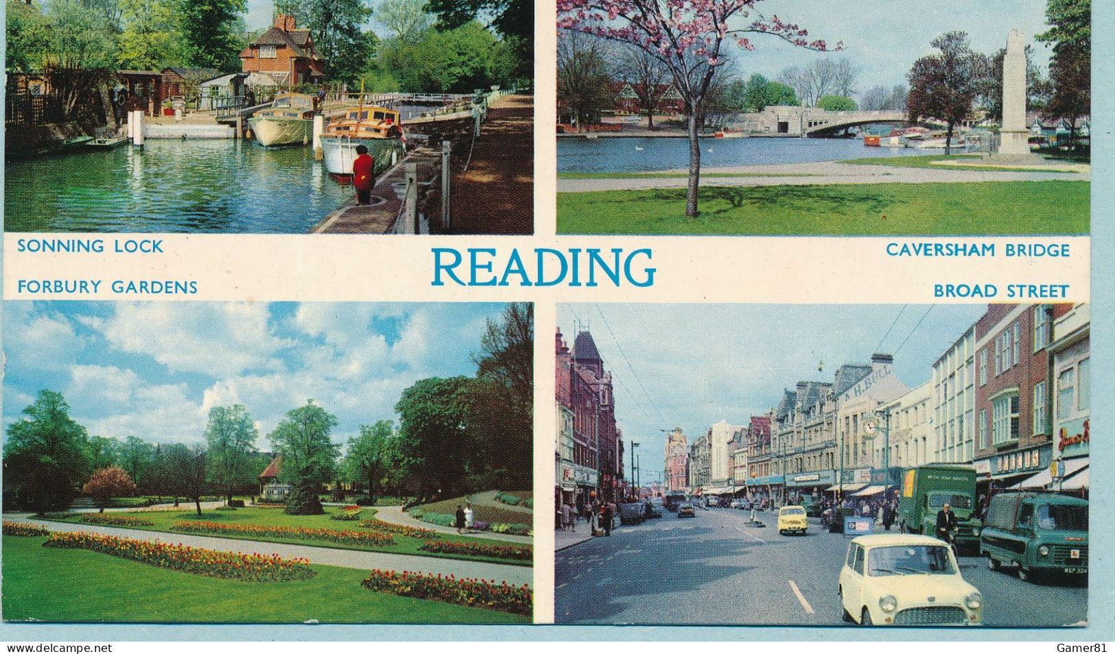 READING - Sonning Lock Caversham Bridge Forbury Gradens Broad Street Austin Mini Reliant Regal 3 Wheels Autos Cars - Reading