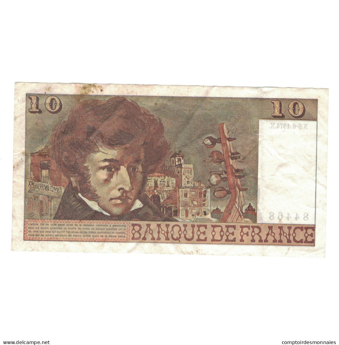 France, 10 Francs, Berlioz, 1974, X.59, TB+, Fayette:63.5, KM:150a - 10 F 1972-1978 ''Berlioz''