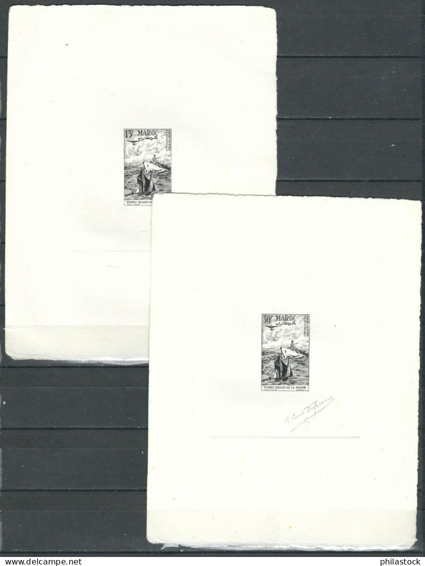 MAROC 1949 N° PA 98 & 99 En épreuves D'artiste Noires  Signées Dufresne - Andere & Zonder Classificatie