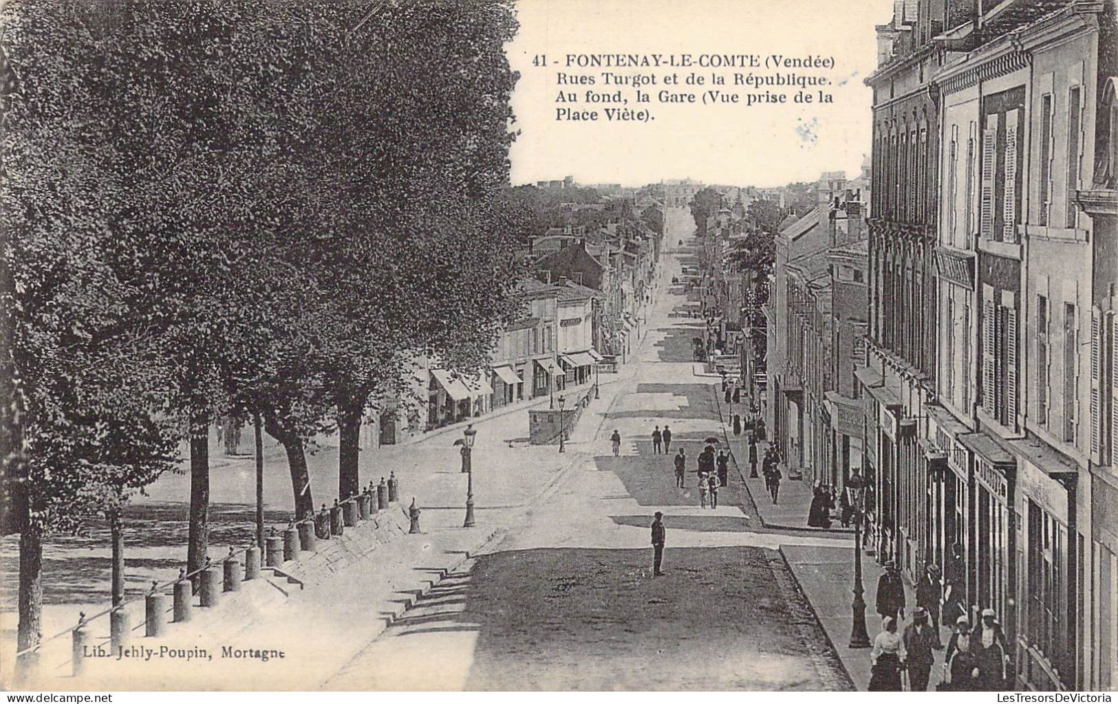 FRANCE - 85 - Fontenay Le Comte - Rues Turgot Et De La République - Au Fond La Gare.. - Carte Postale Ancienne - Fontenay Le Comte