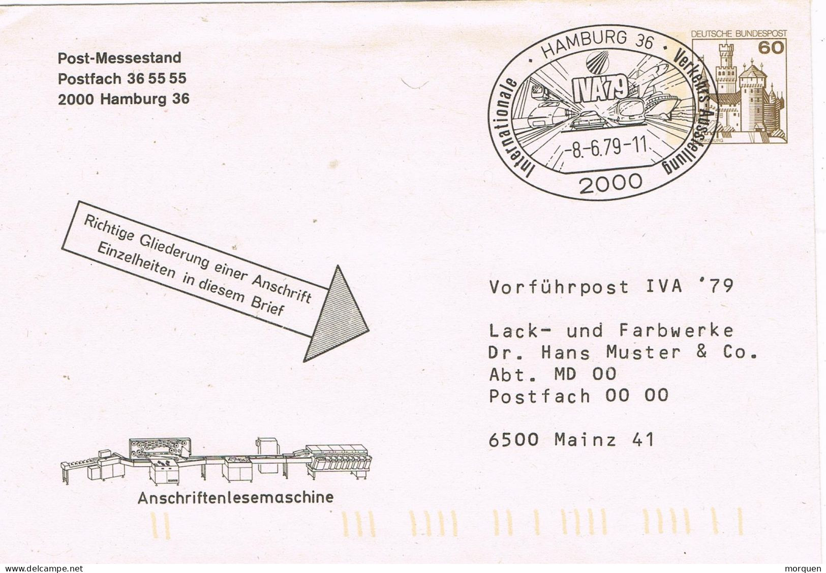 49896. Entero Postal HAMBURG (Alemania Federal) 1979. International Verkehrs. IVA 79 - Enveloppes Privées - Oblitérées