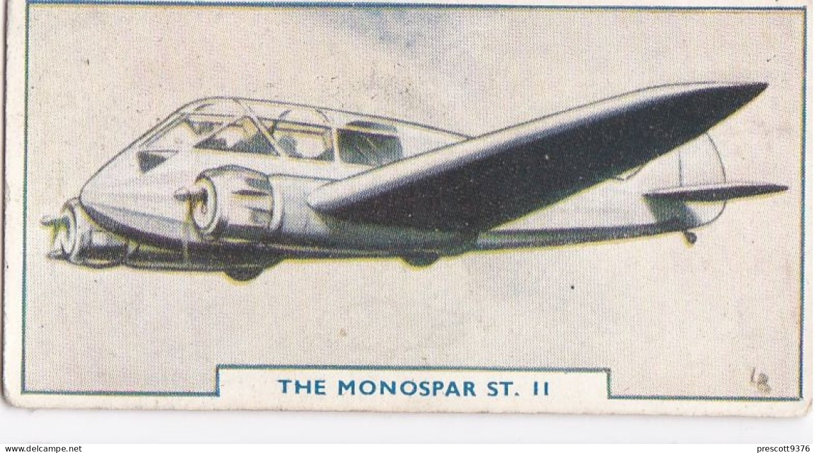 10 Monospar ST II - Aircraft Series 1938 - Godfrey Phillips Cigarette Card - Original - Military - Phillips / BDV