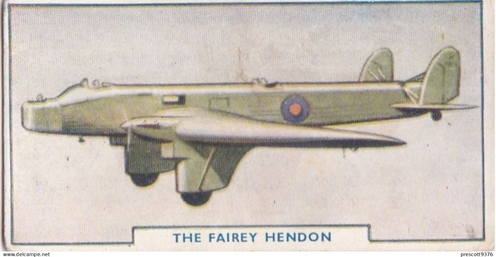 5 Fairey Hendon, Bomber - Aircraft Series 1938 - Godfrey Phillips Cigarette Card - Original - Military - Phillips / BDV