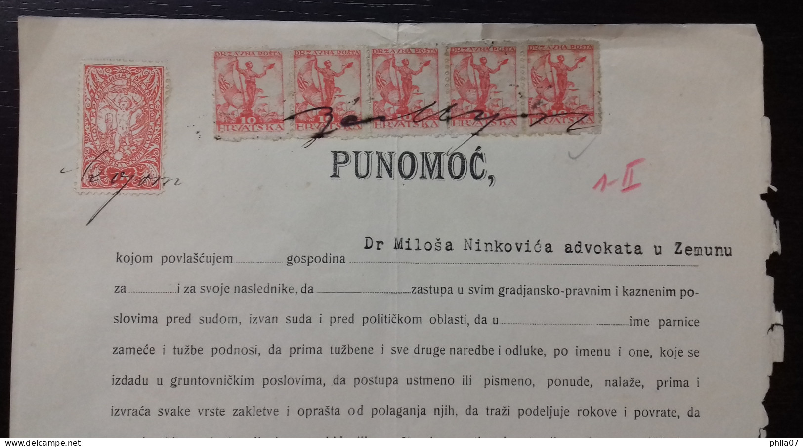 Kingdom Of Yugoslavia - Court Document, Franked With SHS Stamps Of Croatia And Slovenia Instead Of Revenue Stamps - Sonstige & Ohne Zuordnung
