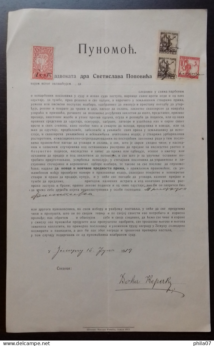 Kingdom Of Yugoslavia - Court Document, Franked With SHS Stamps Of Croatia And Slovenia Instead Of Revenue Stamps - Sonstige & Ohne Zuordnung