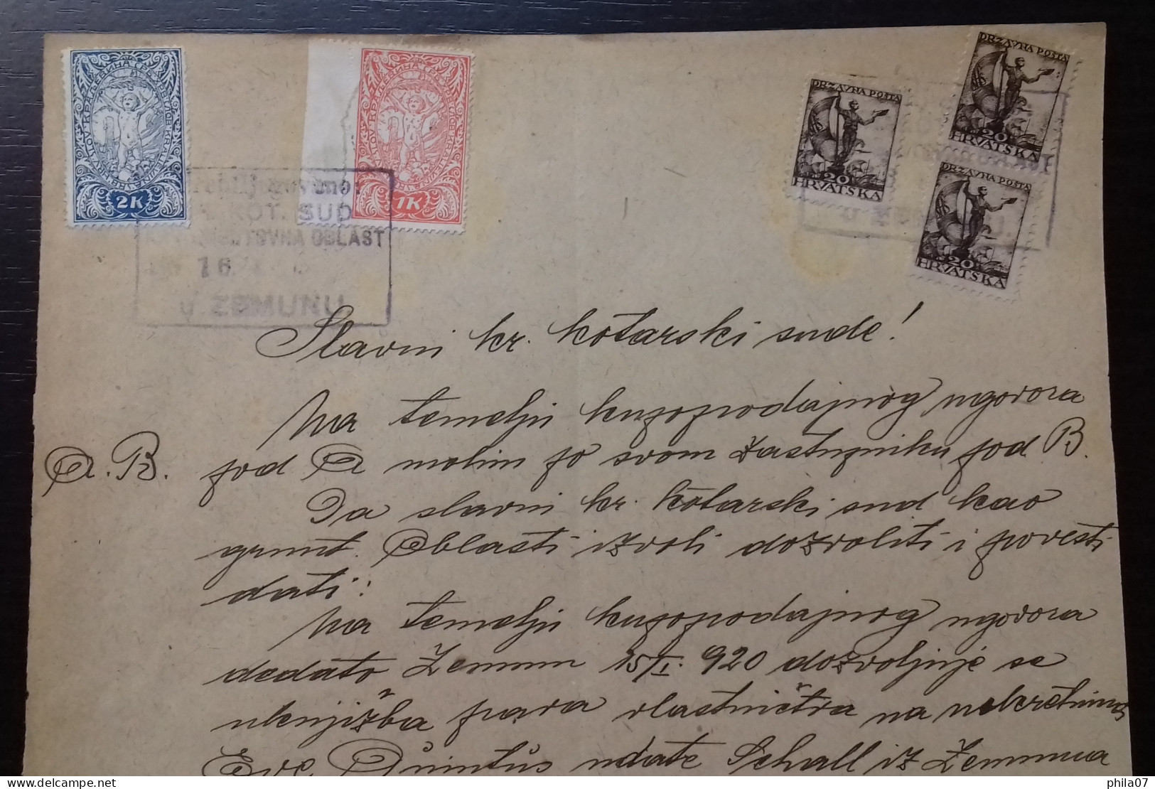 Kingdom Of Yugoslavia - Court Document, Franked With SHS Stamps Of Croatia And Slovenia Instead Of Revenue Stamps. - Briefe U. Dokumente