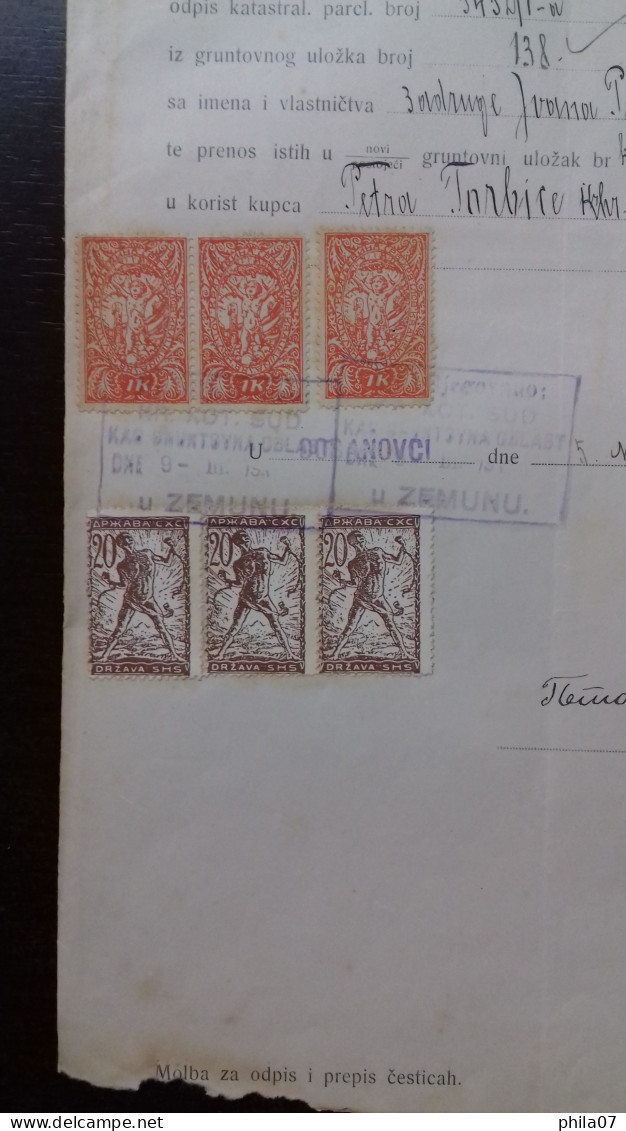 Kingdom Of Yugoslavia - Court Document, Franked With SHS Stamps Of Slovenia Instead Of Revenue Stamps. - Briefe U. Dokumente