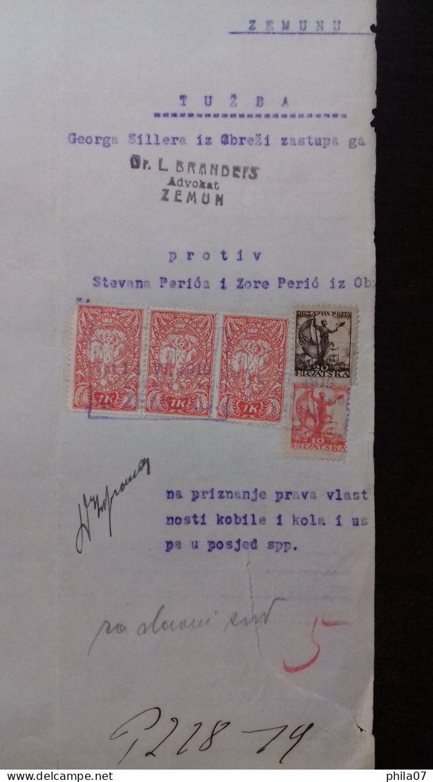 Kingdom Of Yugoslavia - Court Document, Franked With SHS Stamps Of Slovenia And Croatia Instead Of Revenue Stamps. - Lettres & Documents