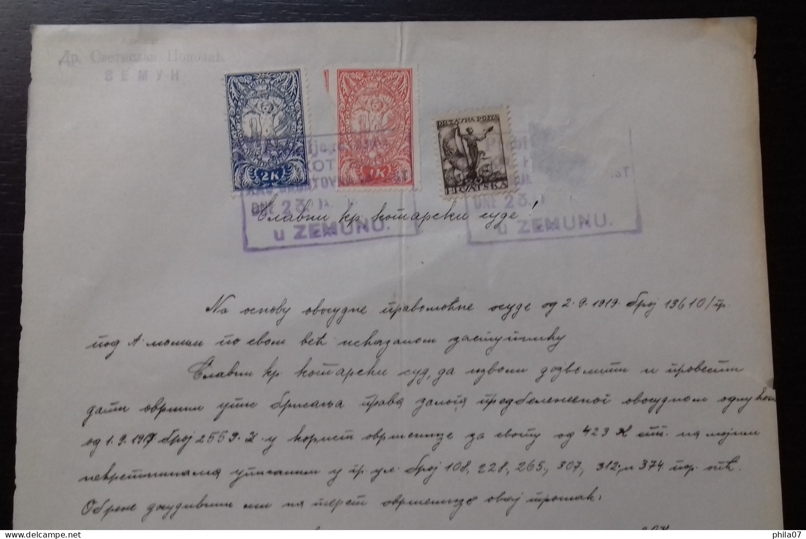 Kingdom Of Yugoslavia - Court Document, Franked With SHS Stamps Of Slovenia And Croatia Instead Of Revenue Stamps. - Covers & Documents