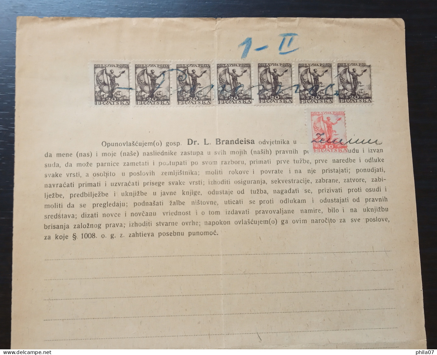 Kingdom Of Yugoslavia - Court Document, Franked With SHS Stamps Of Croatia Instead Of Revenue Stamps. - Covers & Documents