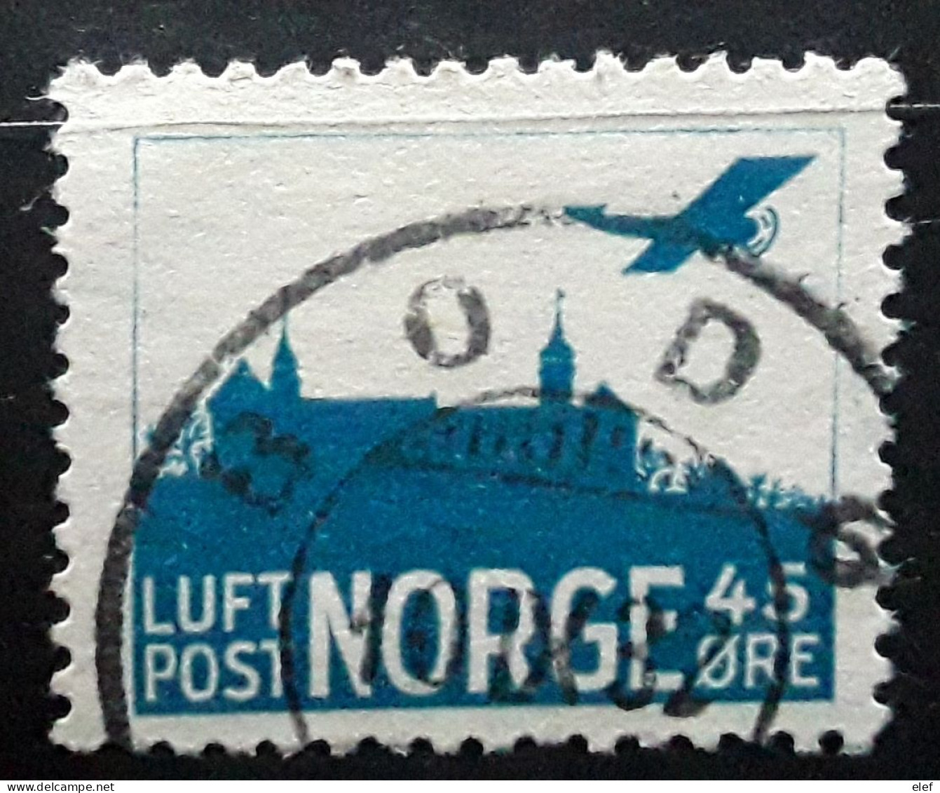 NORGE NORWAY NORVÈGE 1927 , AIRMAIL  LUFTPOST PA No 1 , 45 O Bleu Vert Obl  TB - Usati