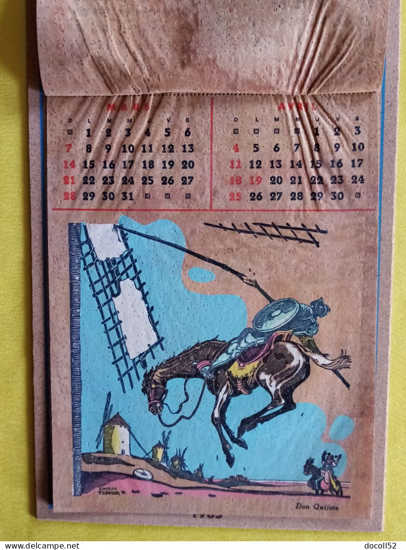 SUPERBE CALENDRIER ANNEE 1965 TOUT EN LIEGE ETS TORRENT SA BOUCHONS A LE BOULOU - 270MMX170MM - DON QUICHOTTE  IL FERRER - Grossformat : 1961-70