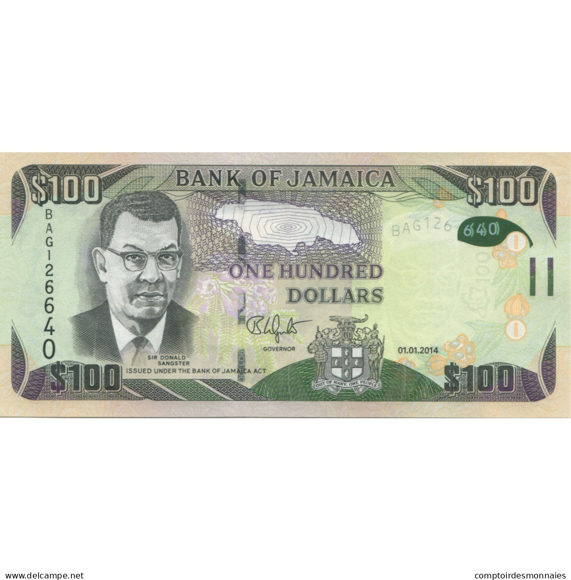 Billet, Jamaïque, 100 Dollars, 2014, 2014-01-01, NEUF - Jamaica