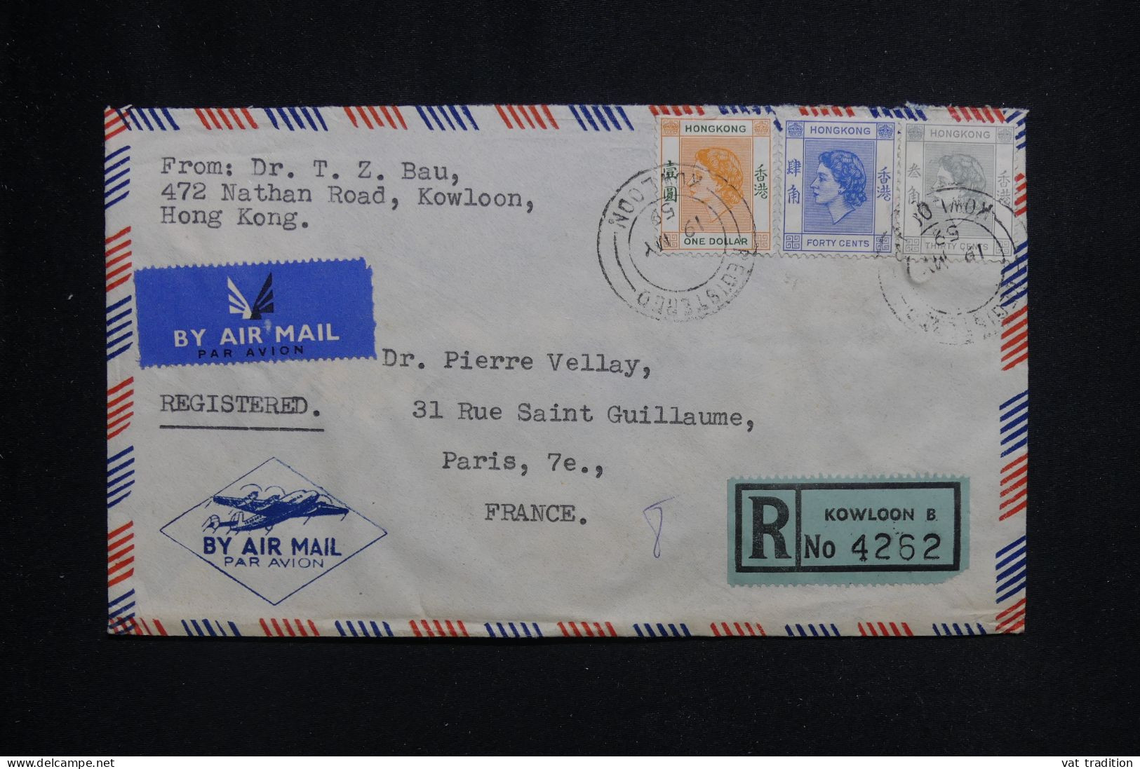 HONG KONG - Enveloppe En Recommandé De Kowloon Pour La France En 1959 - L 143313 - Lettres & Documents