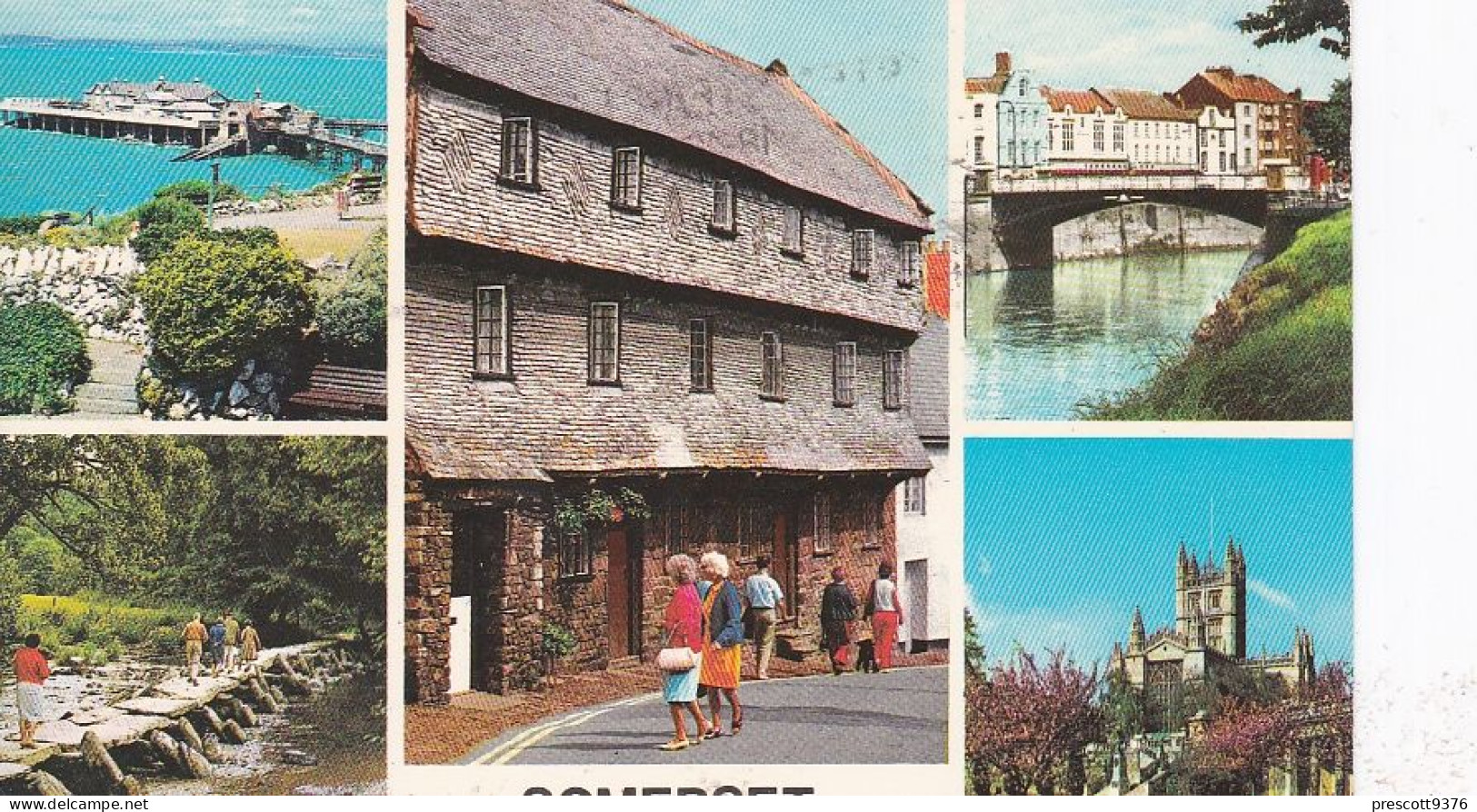 Multiview Somerset  - Used Postcard, UK, Stamped 1973 - Wells