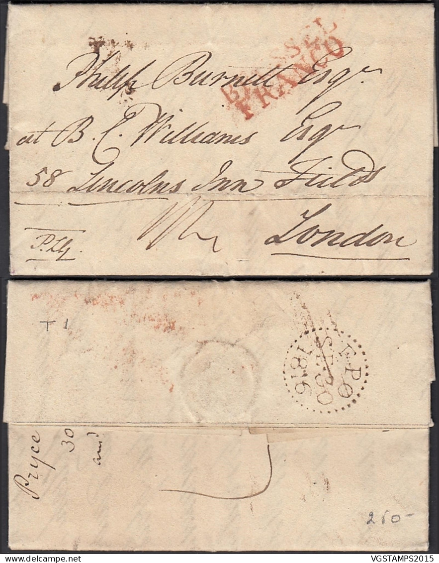 Belgique 1816  - Précurseur à Destination London Avec Inscription "FRANCO".................... (DD) DC-11591 - 1815-1830 (Dutch Period)