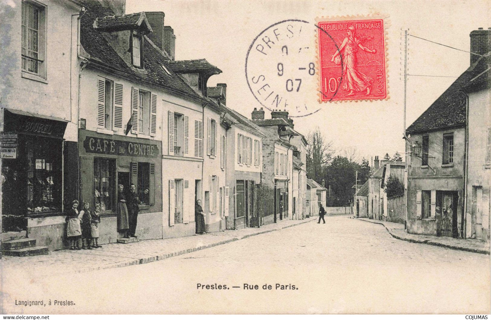 95 - PRESLES - S15004 - Rue De Paris - Café Du Centre - Bourel - L1 - Presles