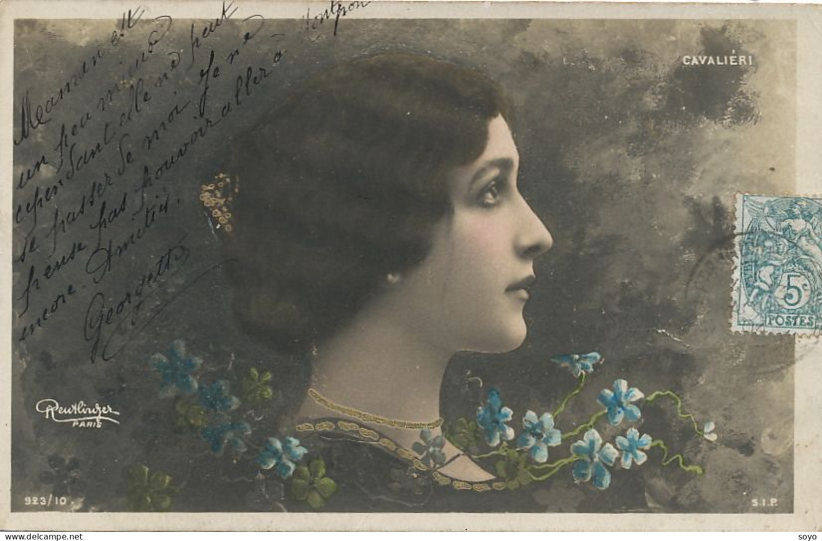 Lina Cavalieri Opera Soprano Née à Viterbo Profil Art Nouveau Envoi à Montpont Sur Isle 24 - Opéra