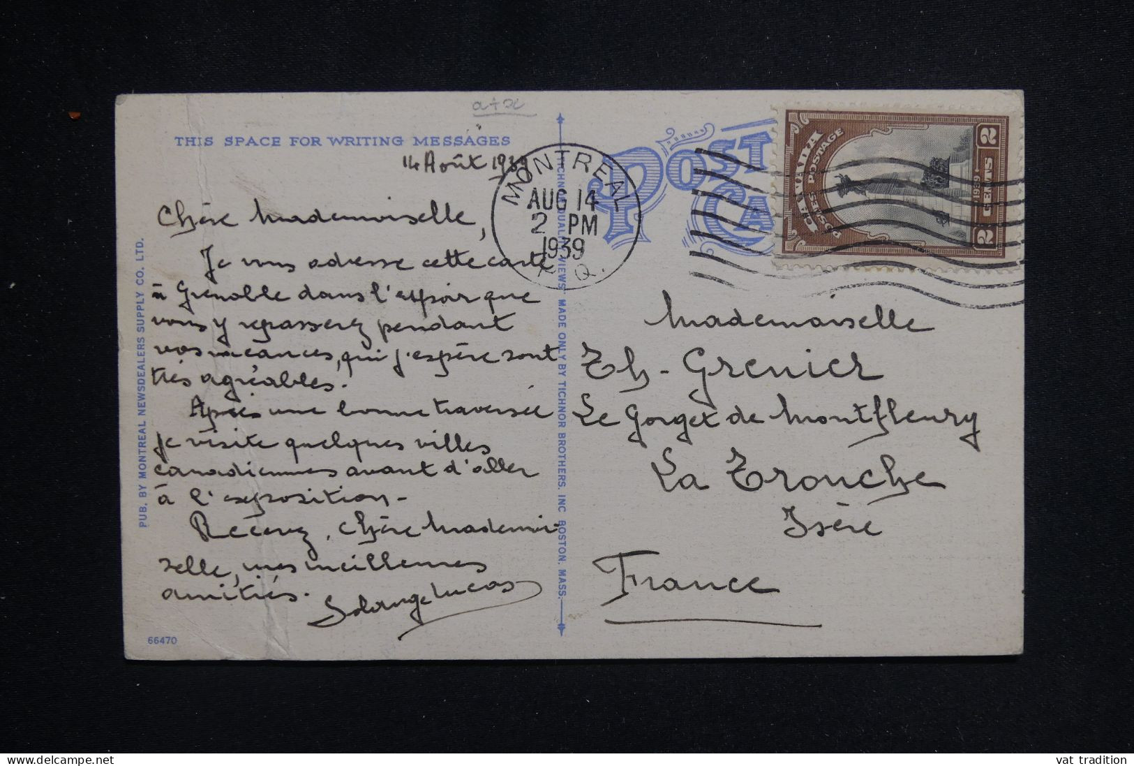 CANADA - Carte Postale De Montréal Pour La France En 1939 Par Paquebot - L 143328 - Briefe U. Dokumente