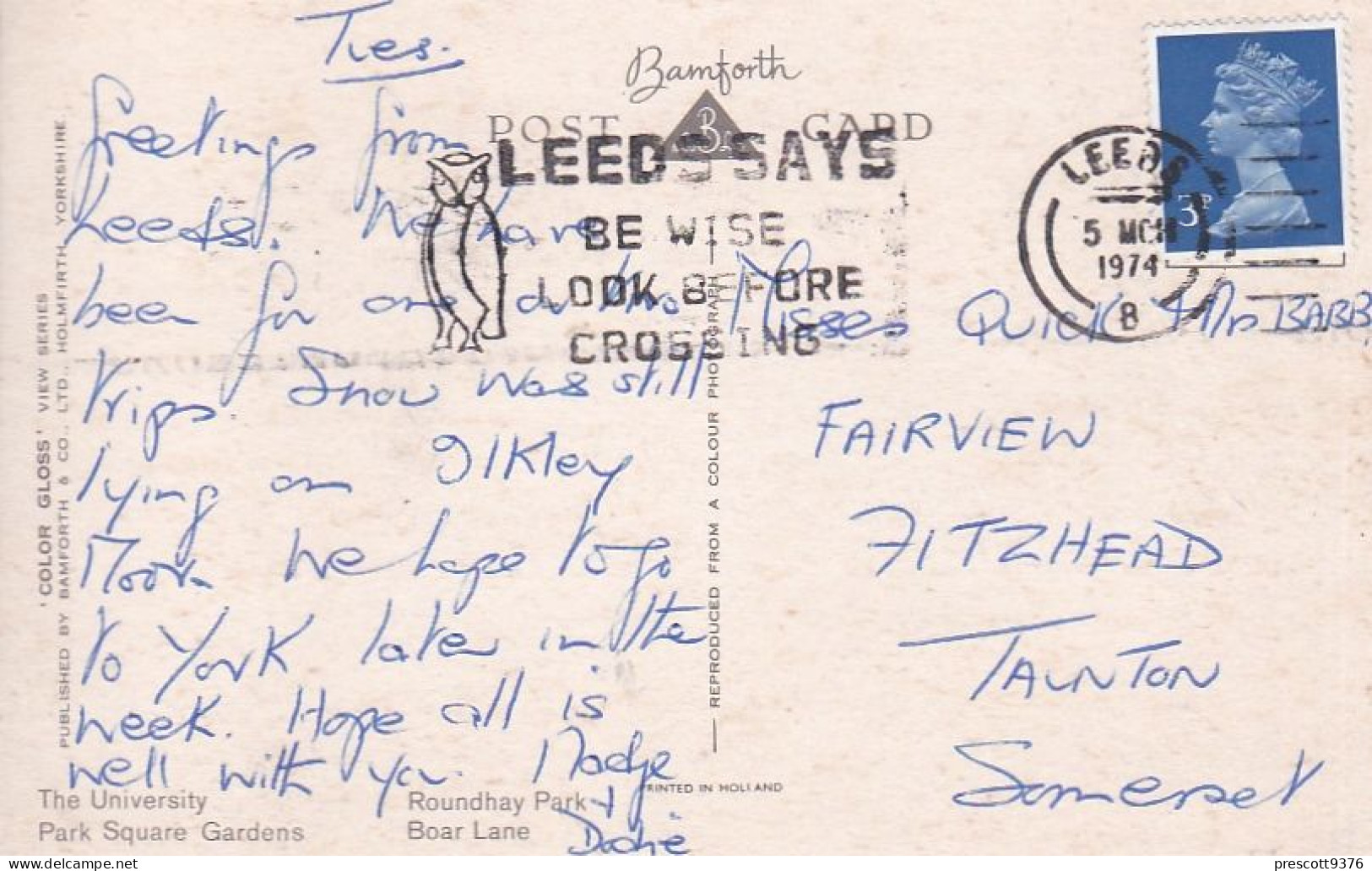 Leeds Multiview Yorkshire - Used Postcard, Stamped 1974 UK, - Leeds