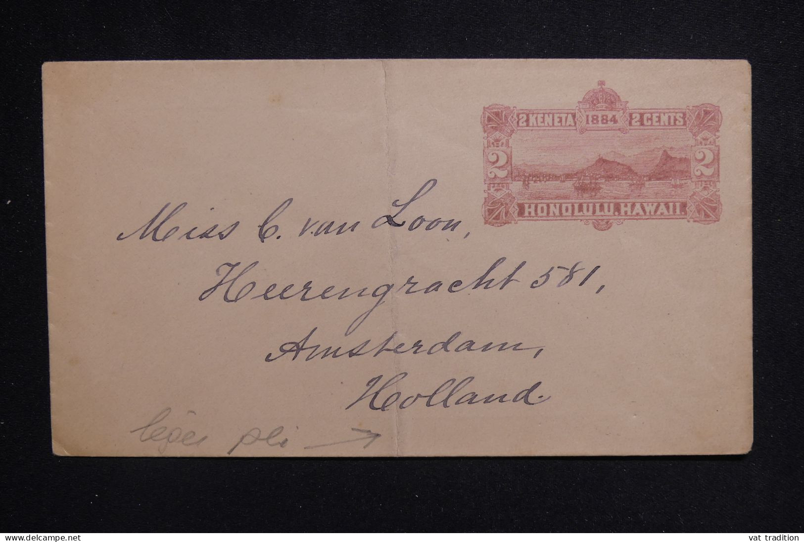 HAWAI - Entier Postal De 1884 ( Pli Central ) Pour Les Pays Bas, Non Oblitéré - L 143329 - Hawaï