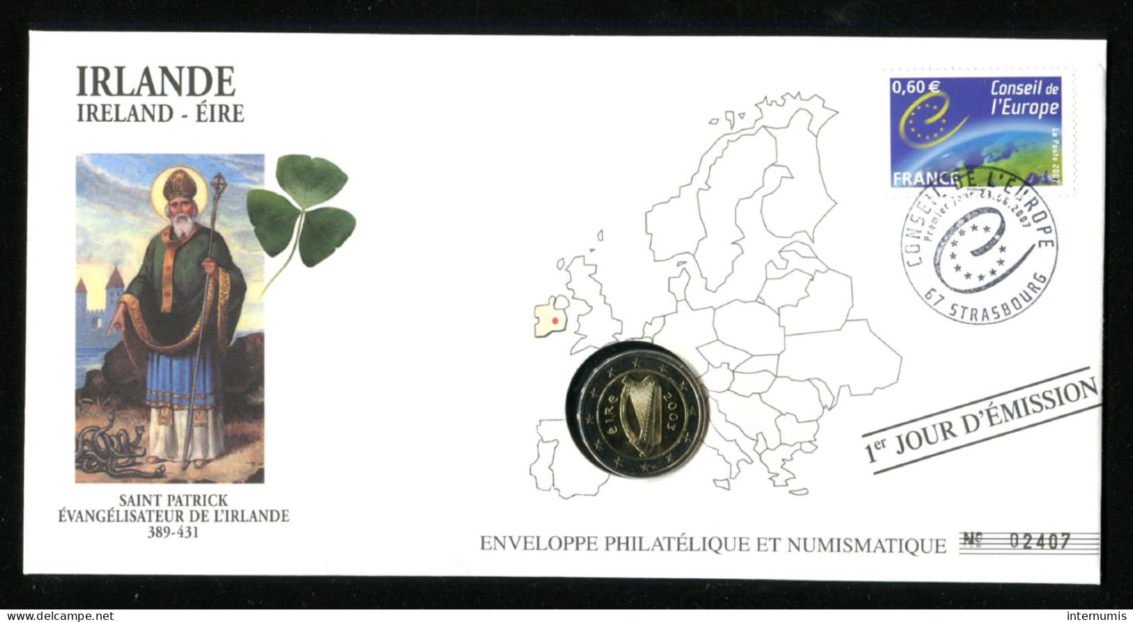 Irlande / Ireland, 2 Euro, 2003, 1er Jour D'Emission (23-06-2007) - Enveloppe Philatélique Et Numismatique - Irlanda