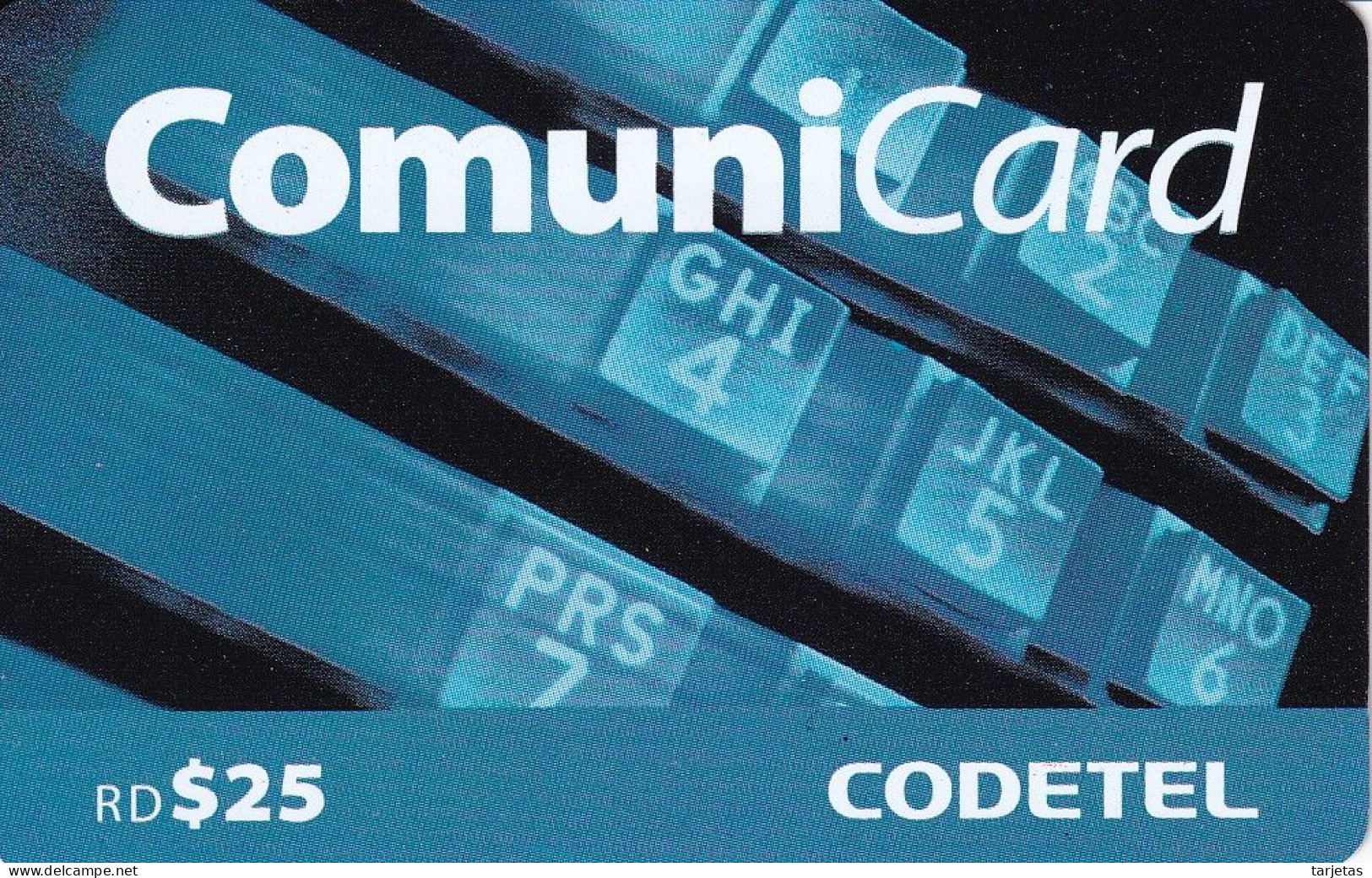 TARJETA DE REPUBLICA DOMINICANA DE COMUNICARD DE CODETEL $25 (NUMERACION CONTROL ABAJO) - Dominicaanse Republiek