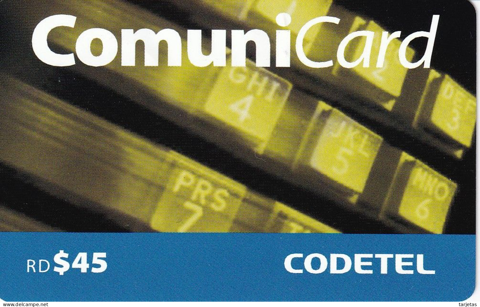 TARJETA DE REPUBLICA DOMINICANA DE COMUNICARD DE CODETEL $45 (NUMERACION CONTROL ABAJO) - Dominicana