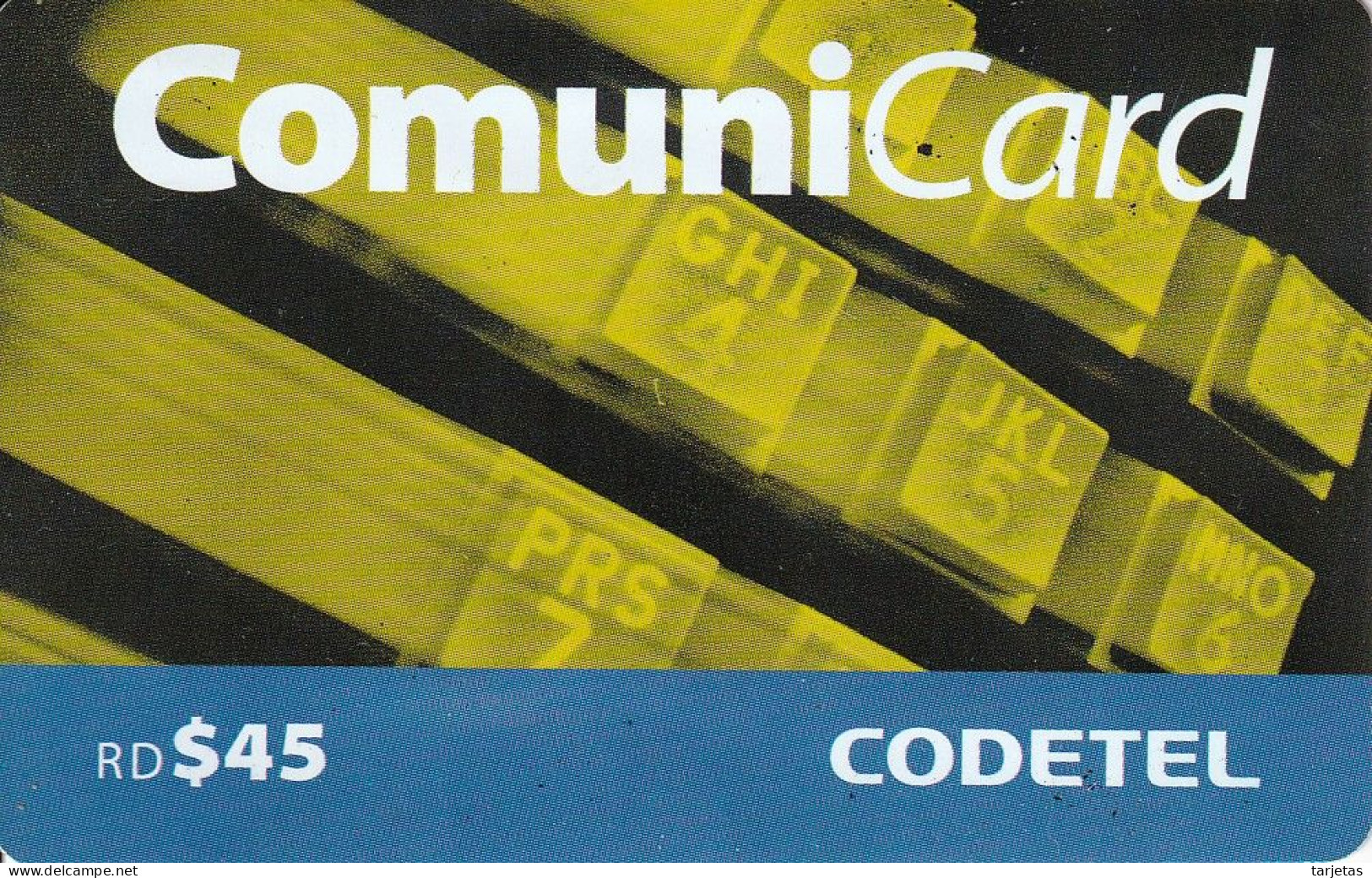 TARJETA DE REPUBLICA DOMINICANA DE COMUNICARD DE CODETEL $45 (NUMERACION CONTROL ARRIBA) - Dominicana