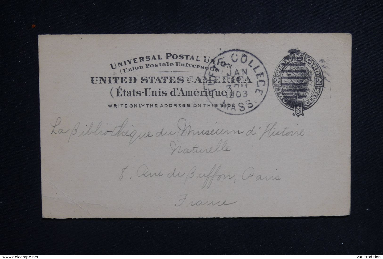 ETATS UNIS - Entier Postal Privé De Tufts Collège Pour Paris En 1903 - L 143340 - 1901-20