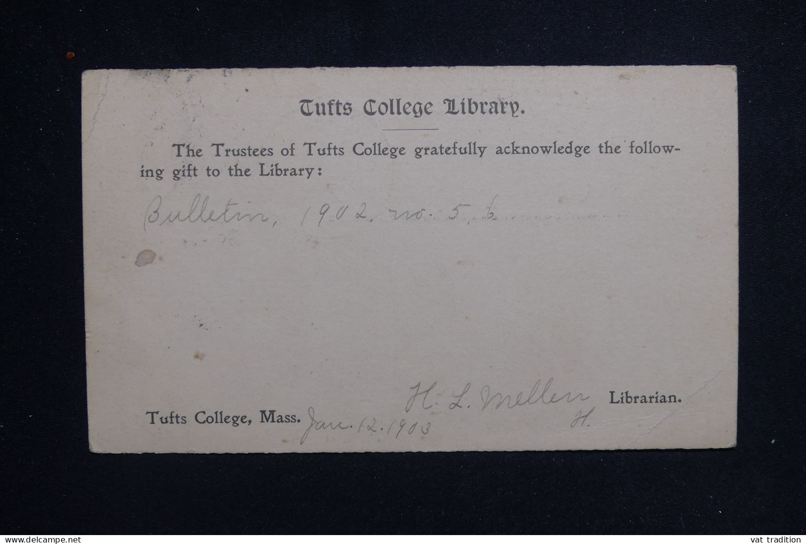 ETATS UNIS - Entier Postal Privé De Tufts Collège Pour Paris En 1903 - L 143340 - 1901-20