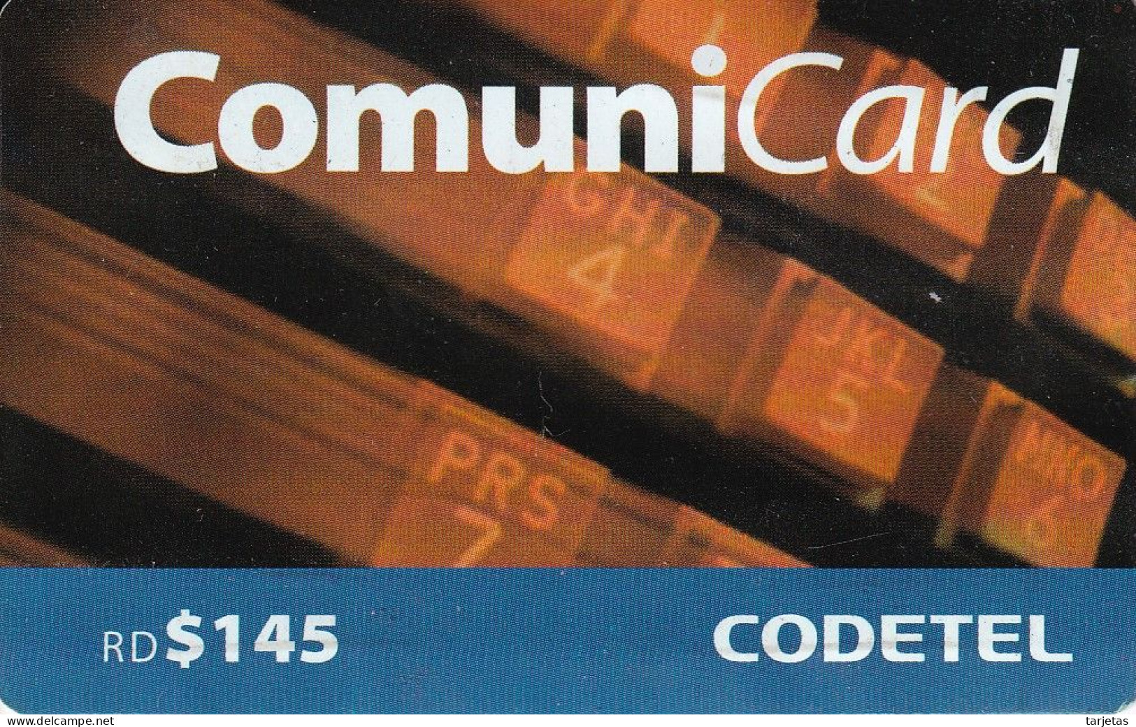 TARJETA DE REPUBLICA DOMINICANA DE COMUNICARD DE CODETEL $145 (NUMERACION CONTROL ARRIBA) - Dominik. Republik