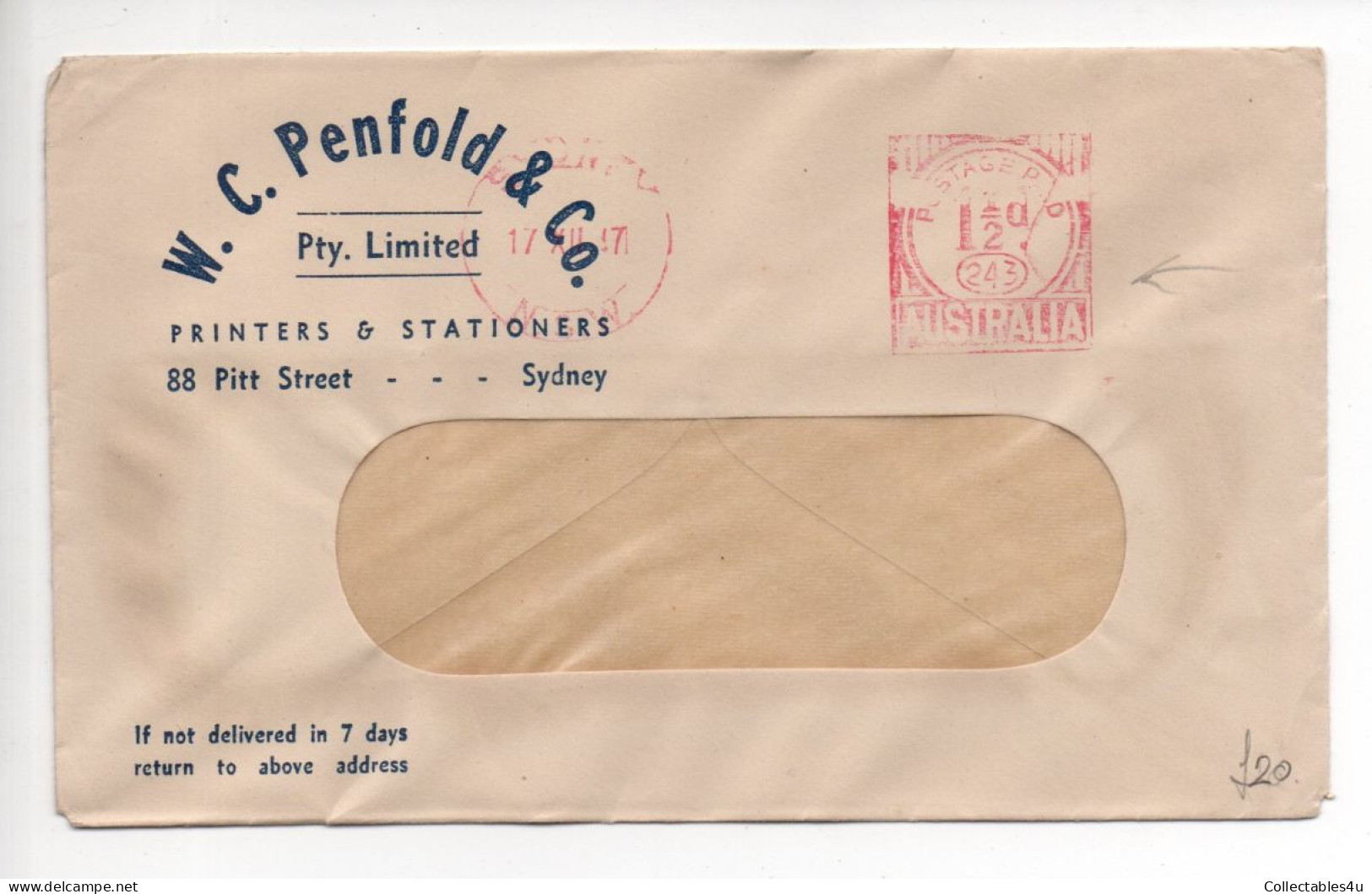 Australia Advertising Cover 1947 Meter Marks (c109) - Storia Postale