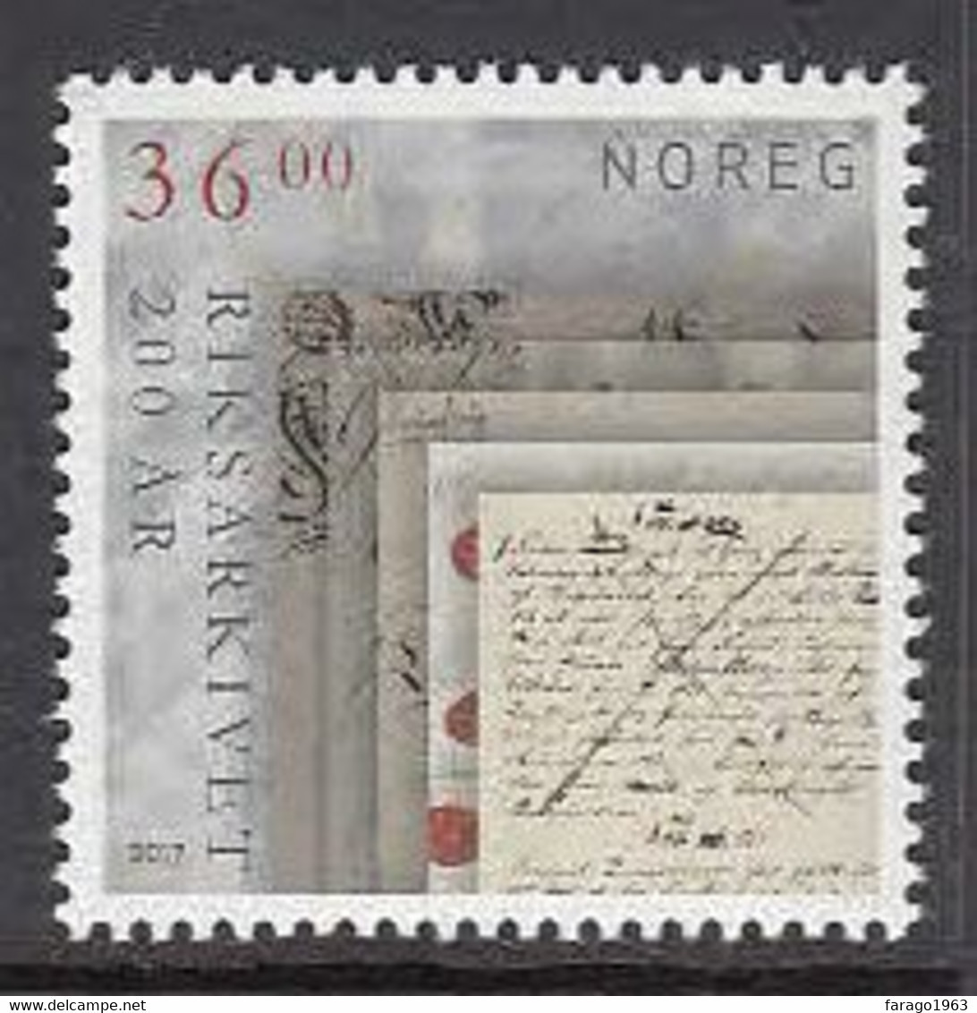 2017 Norway National Archives Complete Set Of 1 MNH @ BELOW FACE VALUE - Nuovi