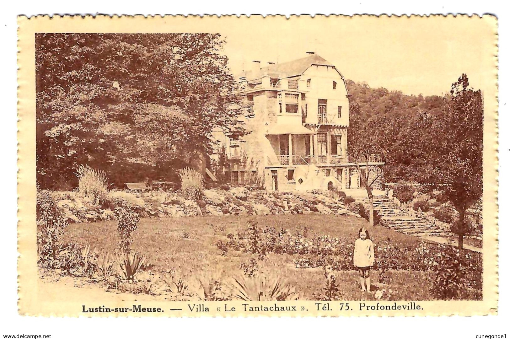 CPSM LUSTIN Sur MEUSE : Villa " Le Tantachaux "  Tél. 75 Profondeville - Animée - Circulée - Edit. Belge - 2 Scans - Profondeville