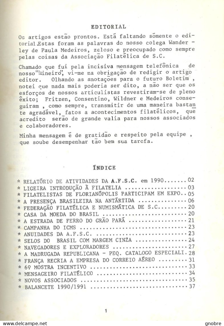 SANTA CATARINA FILATELICA - BRAZIL - MAGAZINE - 1991 -  N° 41 - Revistas & Periódicos