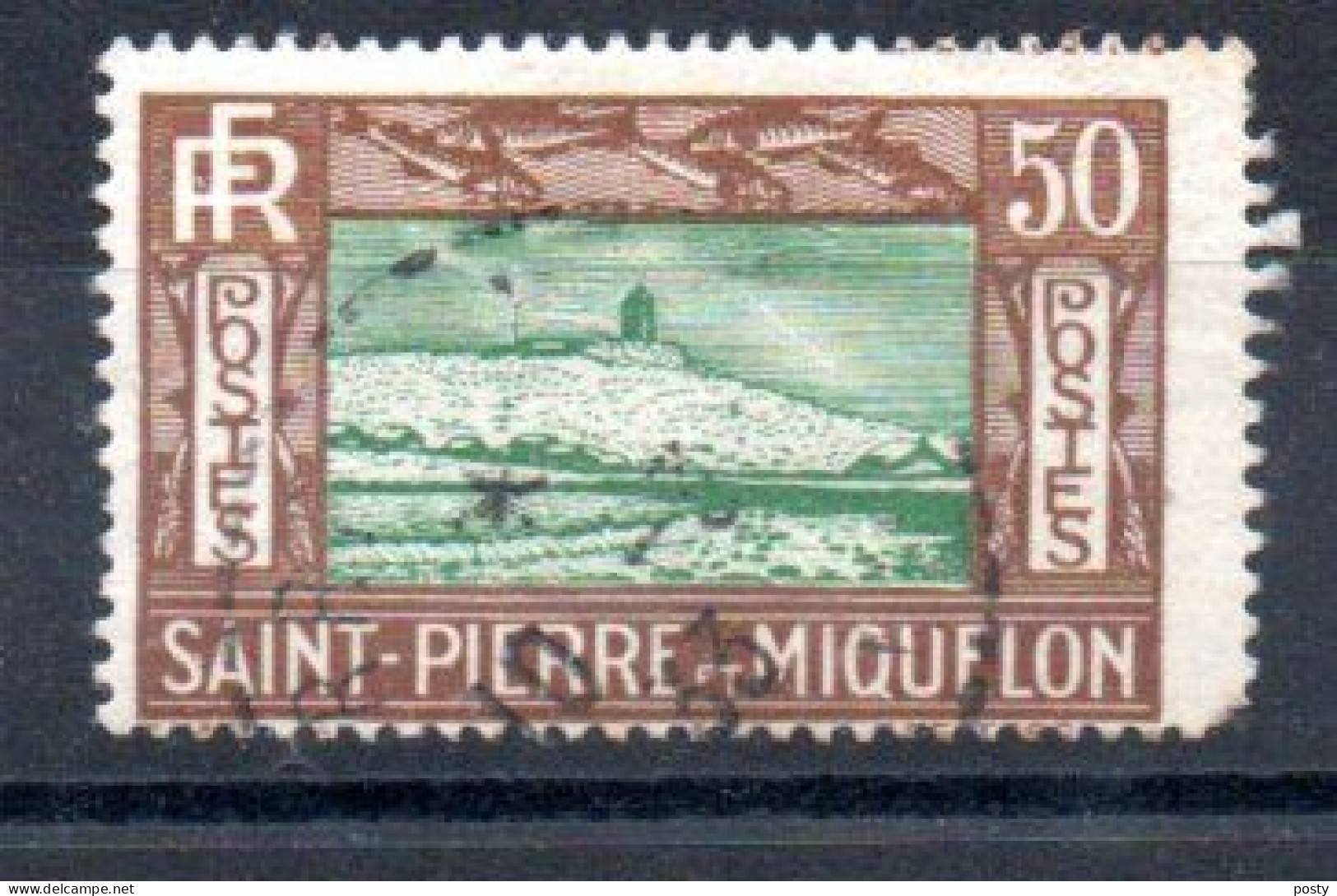 SAINT-PIERRE-ET-MIQUELON - 1932 - FALAISE ET PHARE - CLIFF AND LIGHTHOUSE - 50ç - Oblitéré - Used - - Used Stamps