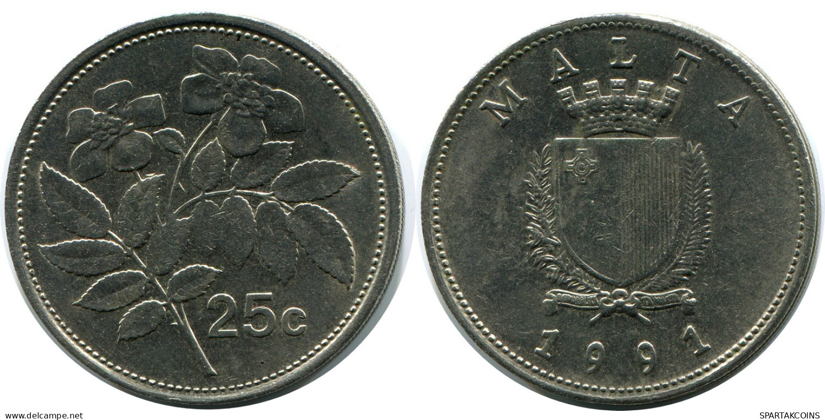 25 CENTS 1991 MALTA Münze #AZ292.D - Malte