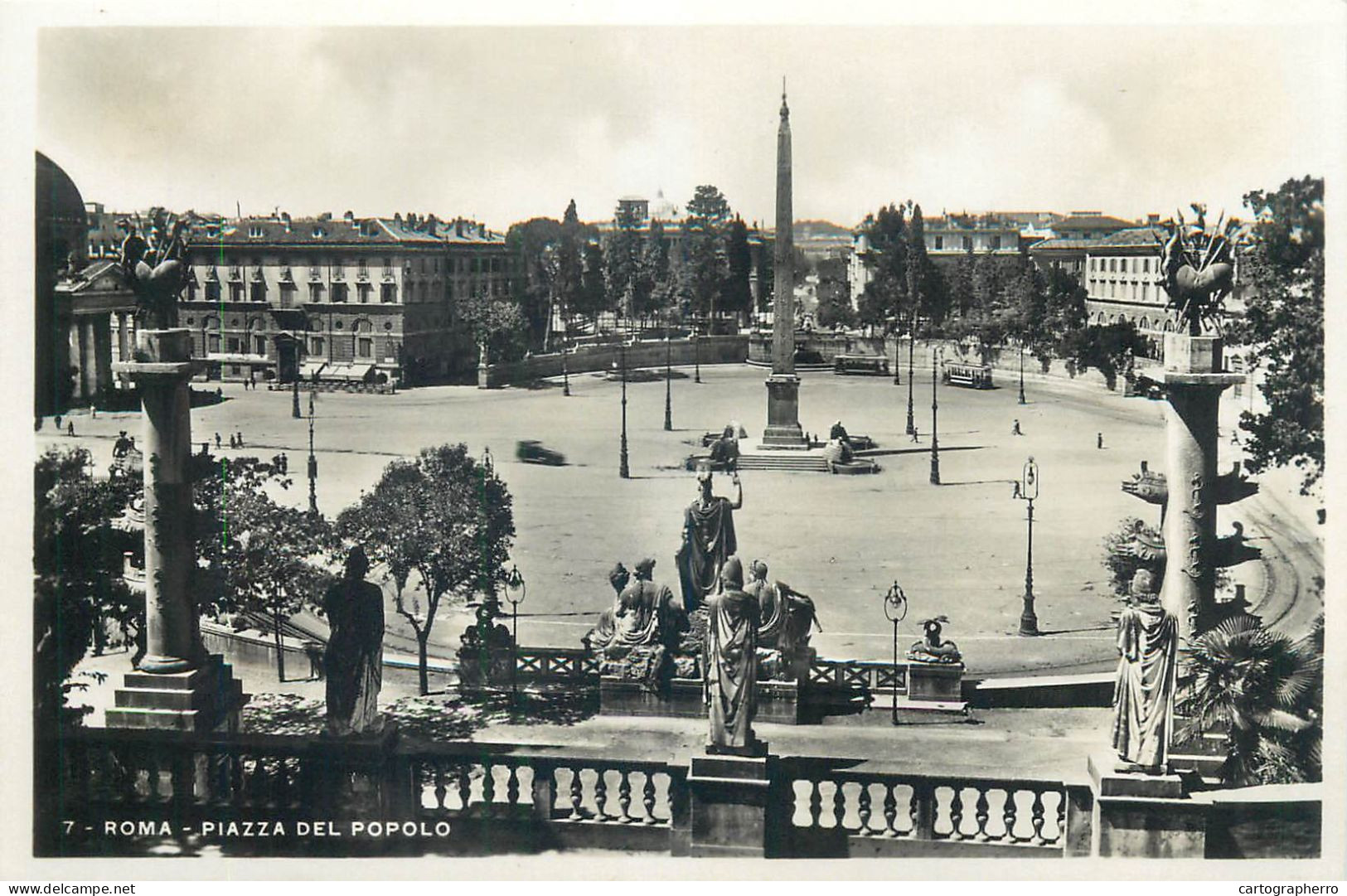 Italia Roma (Rome) Cartolina Postale Vera Fotografia E. Verdesi 1930`s Piazza Del Popolo - Altare Della Patria