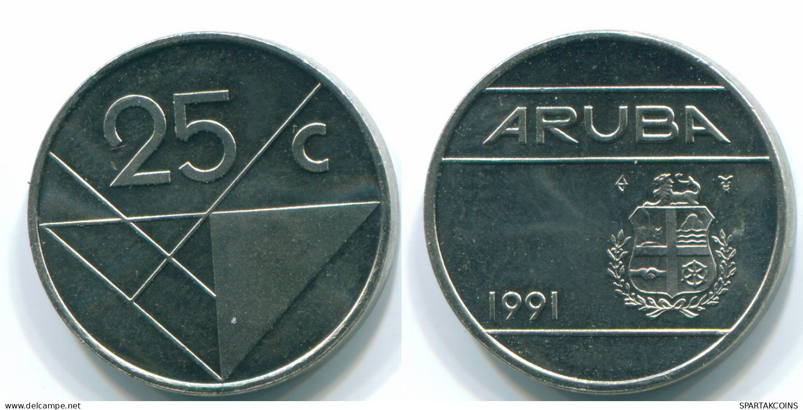 25 CENTS 1991 ARUBA (NÉERLANDAIS NETHERLANDS) Nickel Colonial Pièce #S13638.F - Aruba