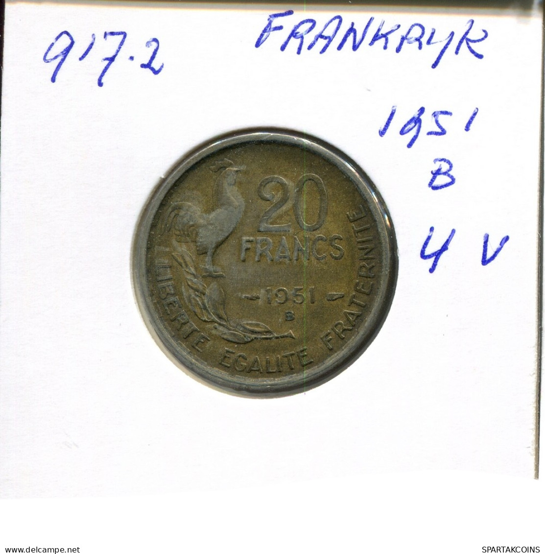 20 FRANCS 1951 B FRANCE French Coin #AN464 - 20 Francs