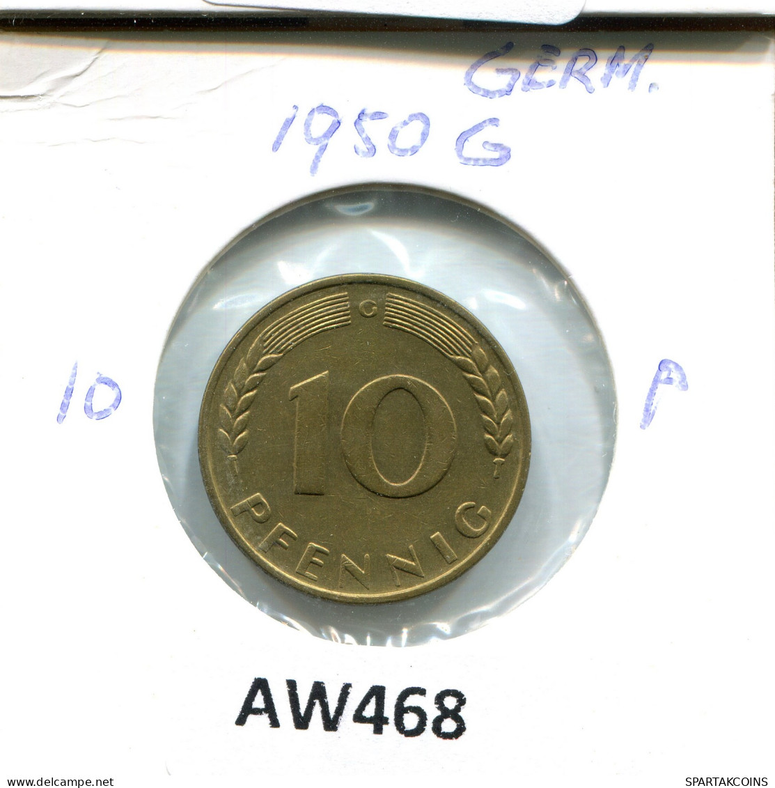 10 PFENNIG 1950 G ALEMANIA Moneda GERMANY #AW468.E - 10 Pfennig