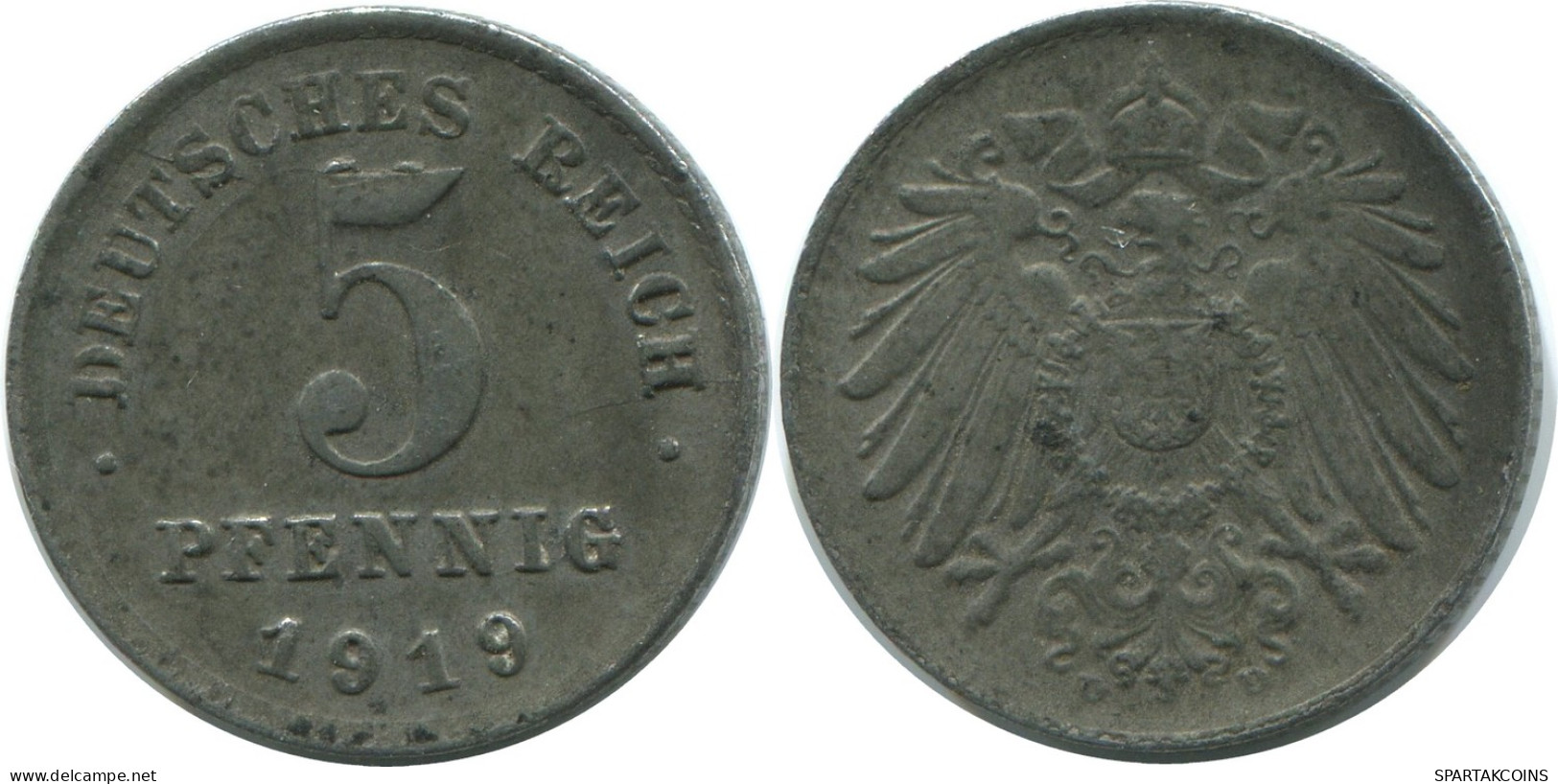 5 PFENNIG 1919 D ALEMANIA Moneda GERMANY #AE655.E - 5 Rentenpfennig & 5 Reichspfennig