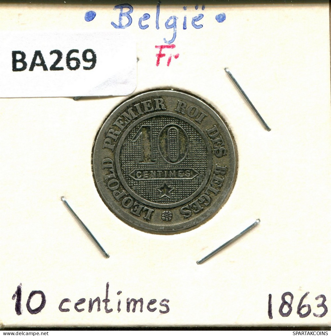 10 CENTIMES 1863 FRENCH Text BELGIQUE BELGIUM Pièce #BA269.F - 10 Cent